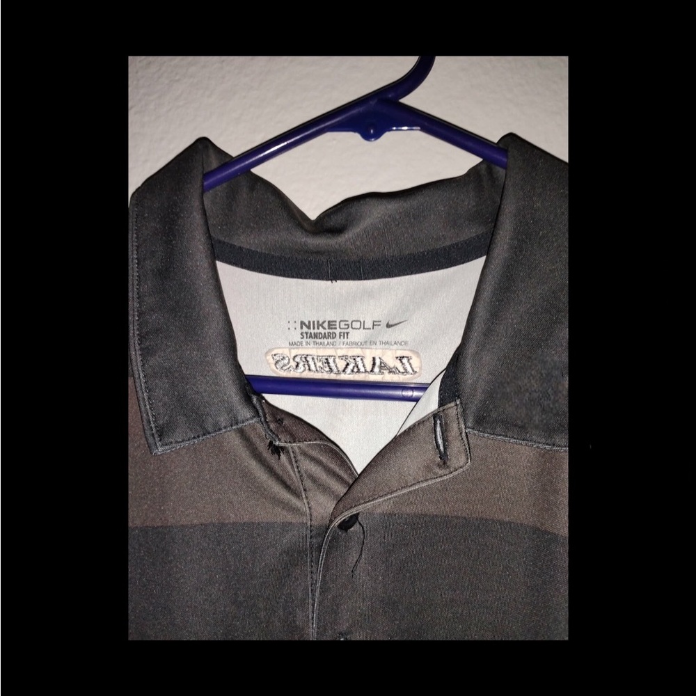 Nike Golf Standard Fit Men's Striped Polo Shirt with “Lakers” on Back - Picture 2 of 4
